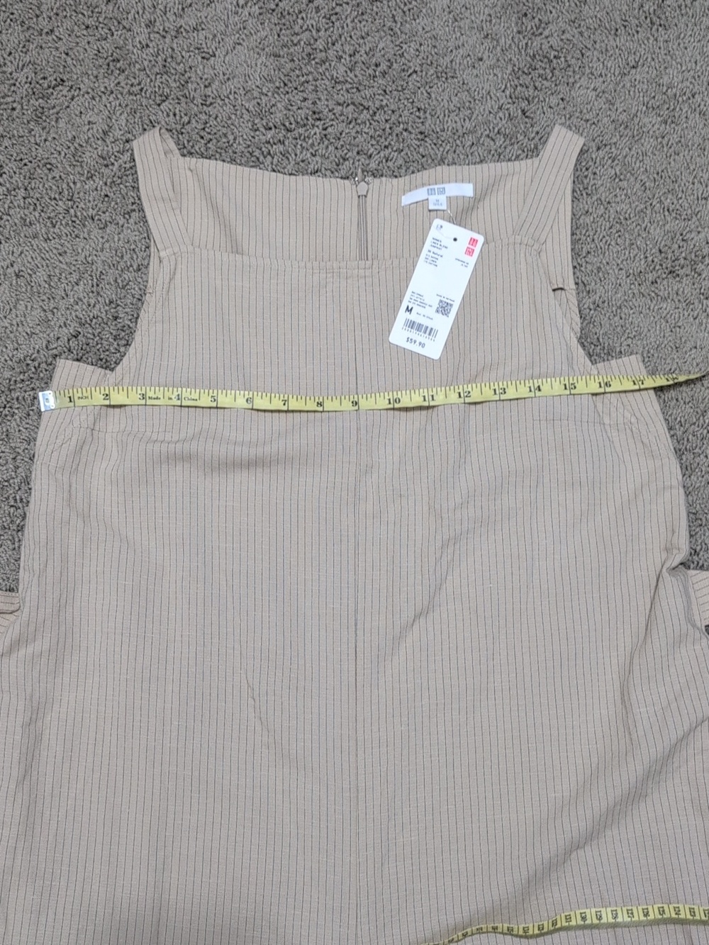 Uniqlo Linen Blend Jumpsuit Striped Color: 30 NATURAL Size Medium - Picture 5 of 8